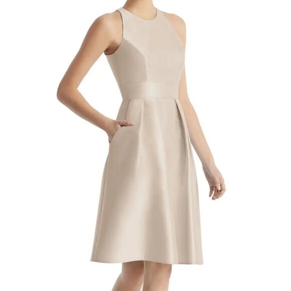 Alfred Sung D769 Cameo Satin Sleeveless Cocktail Dress - Picture 1 of 2